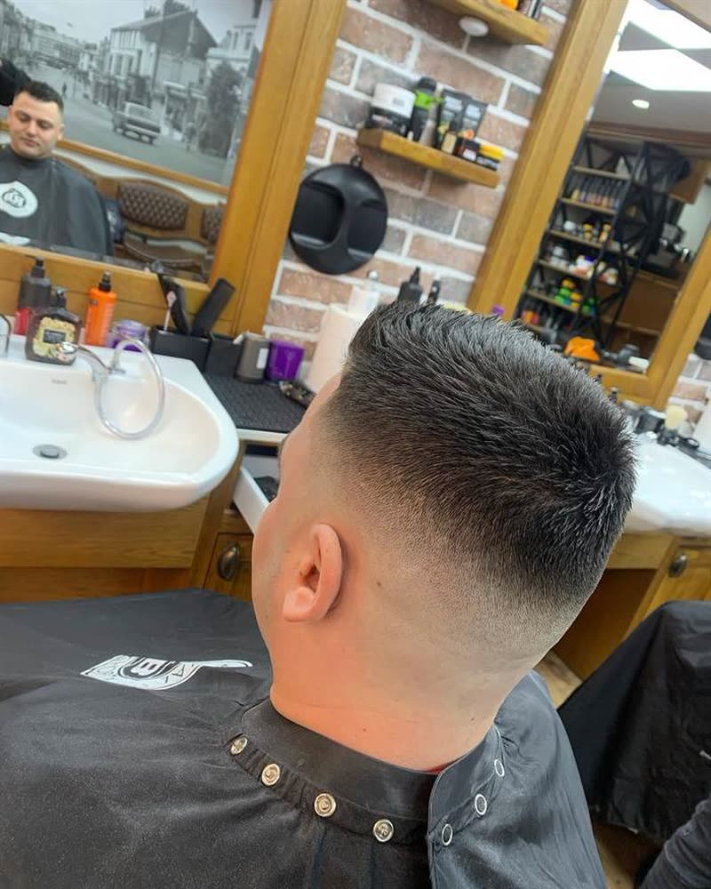 Back view of a crop with a skin fade