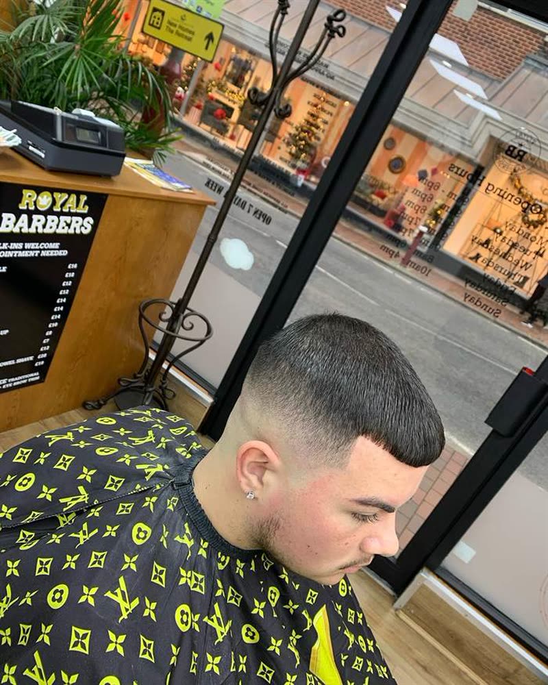 Example: mid fade cut at Royal Barbers